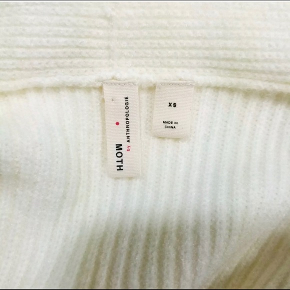 Anthropologie Moth Cream Ribbed Tie Front Sweater - Picture 5 of 7